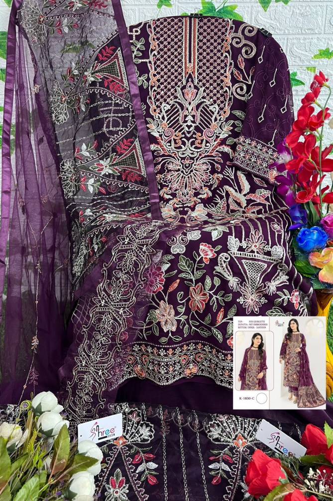 K 1830 By Shree Fab Embroidery Georgette Pakistani Suits Wholesalers In Delhi